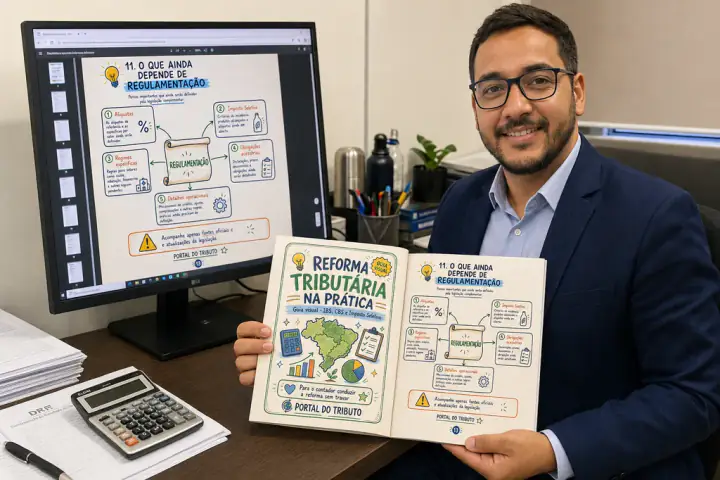 Ricardo Silva com o guia da Reforma Tributária